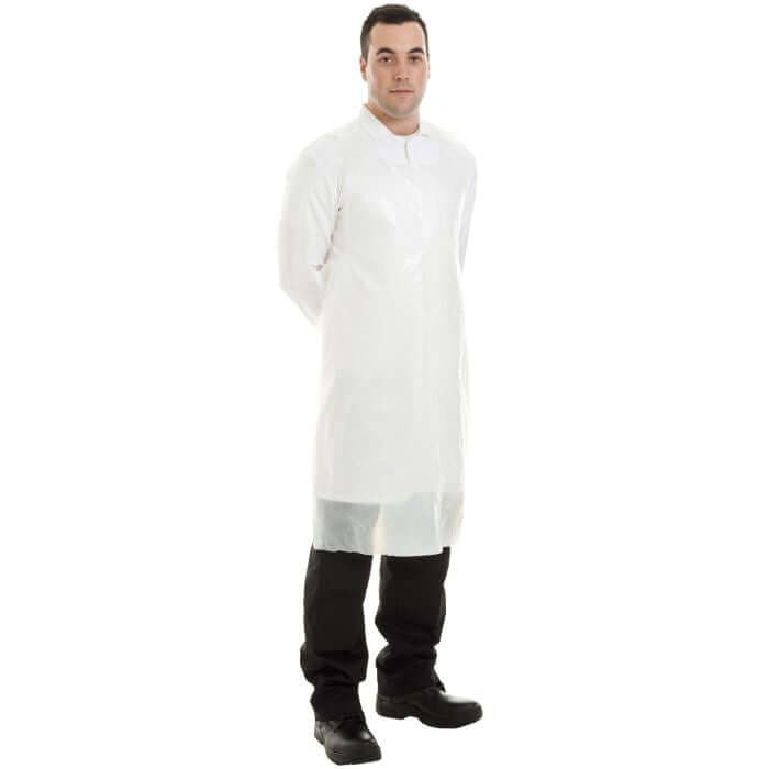 8 Micron Disposable PE Aprons Waterproof Protective Apron in white