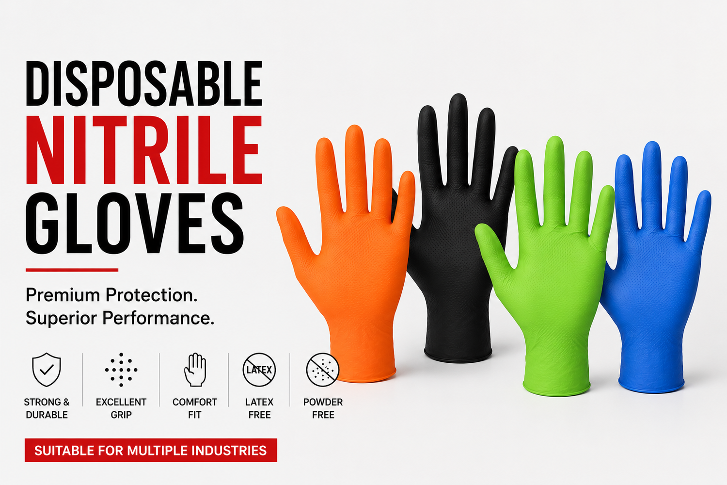 Nitrile Gloves Samples Pack 3 Pairs