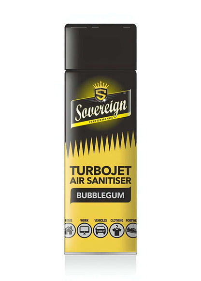 Sovereign Turbojet Air Sanitiser can with bubblegum flavor on a white background
