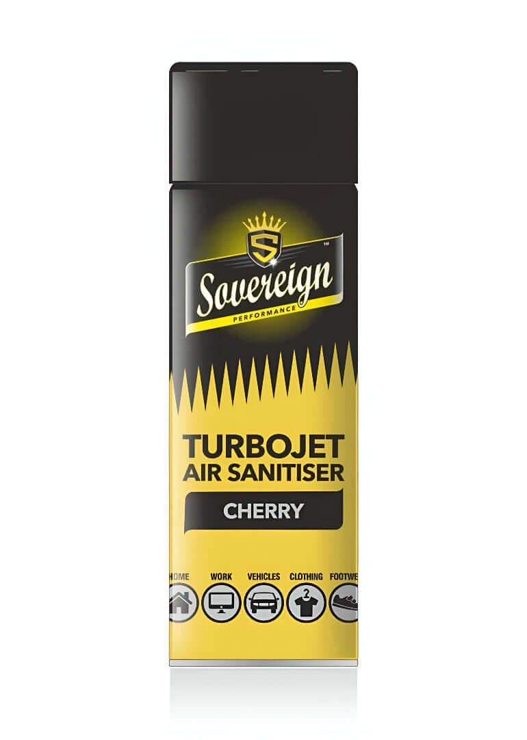Sovereign Turbojet Air Freshener Sanitizer - 500ml, Cherry scent air freshener with turbo valve design.