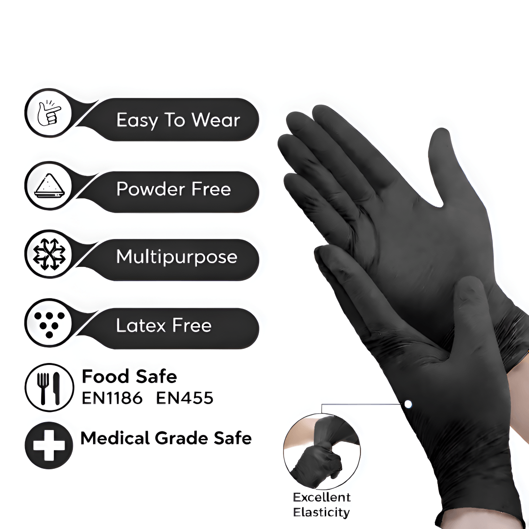 Mercator Nitrylex Black Nitrile Gloves - Box of 100