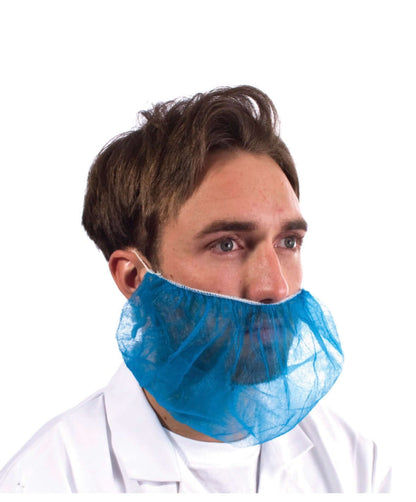 Disposable Non-Woven Beard Mask Food Medical & Hygiene Use One Size in blue