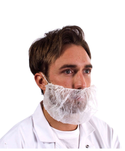 Disposable Non-Woven Beard Mask Food Medical & Hygiene Use One Size in white 