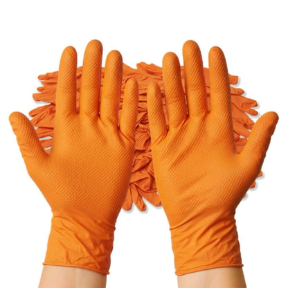 Diamond Grip Nitrile Gloves 7Mil 8.5G Orange Gloves