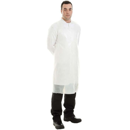 8 Micron Disposable PE Aprons Waterproof Protective Apron in white 