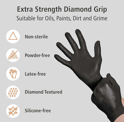 Extra Strength Diamond Grip Meditrade StellarGrip Diamond Grip Nitrile Gloves 5.2Mil features for tough tasks.