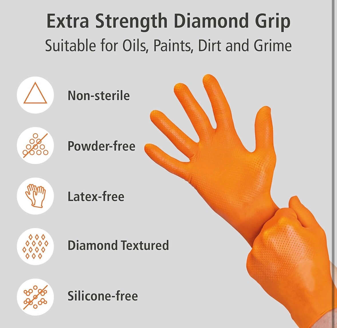 Meditrade StellarGrip Diamond Grip Nitrile Gloves 7Mil 8.5G Strength Grip  