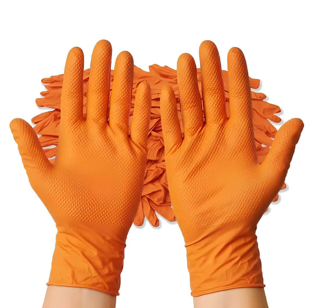 Diamond Grip Nitrile Gloves 7Mil 8.5G Orange Gloves