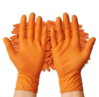 Diamond Grip Nitrile Gloves 7Mil 8.5G Orange Gloves