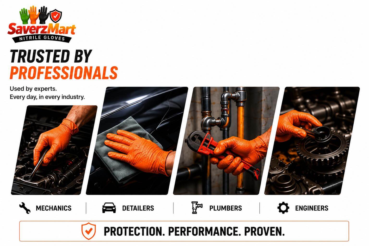 Mercator Ideall Grip+ Orange 7 Mil Heavy Duty Nitrile Gloves Box of 50