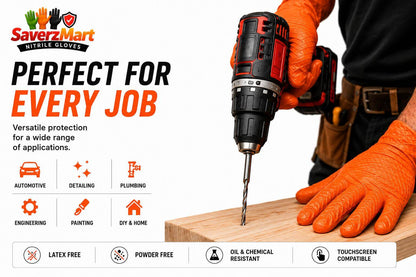 Mercator Ideall Grip+ Orange 7 Mil Heavy Duty Nitrile Gloves Box of 50