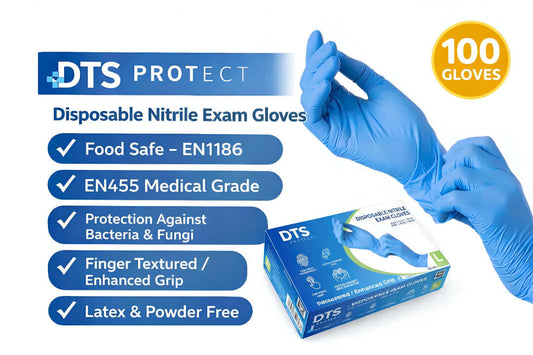 Dts Premium Disposable Powder-Free Nitrile Protective Gloves